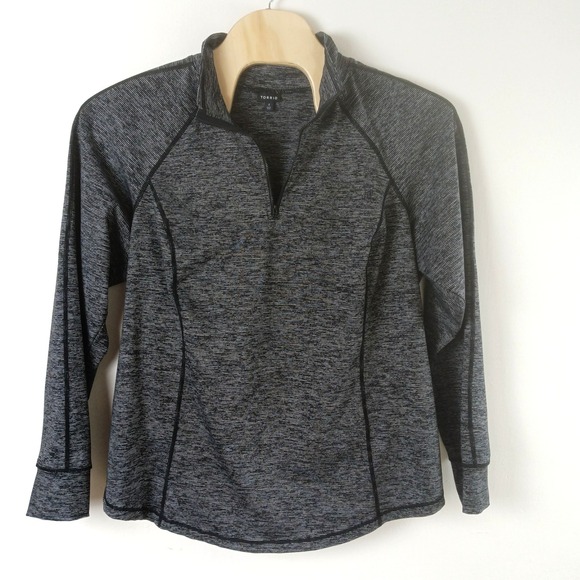 torrid Tops - Torrid Womens Active Performance Gray Black 1/4 Zip Pullover Thumbholes - Size 4